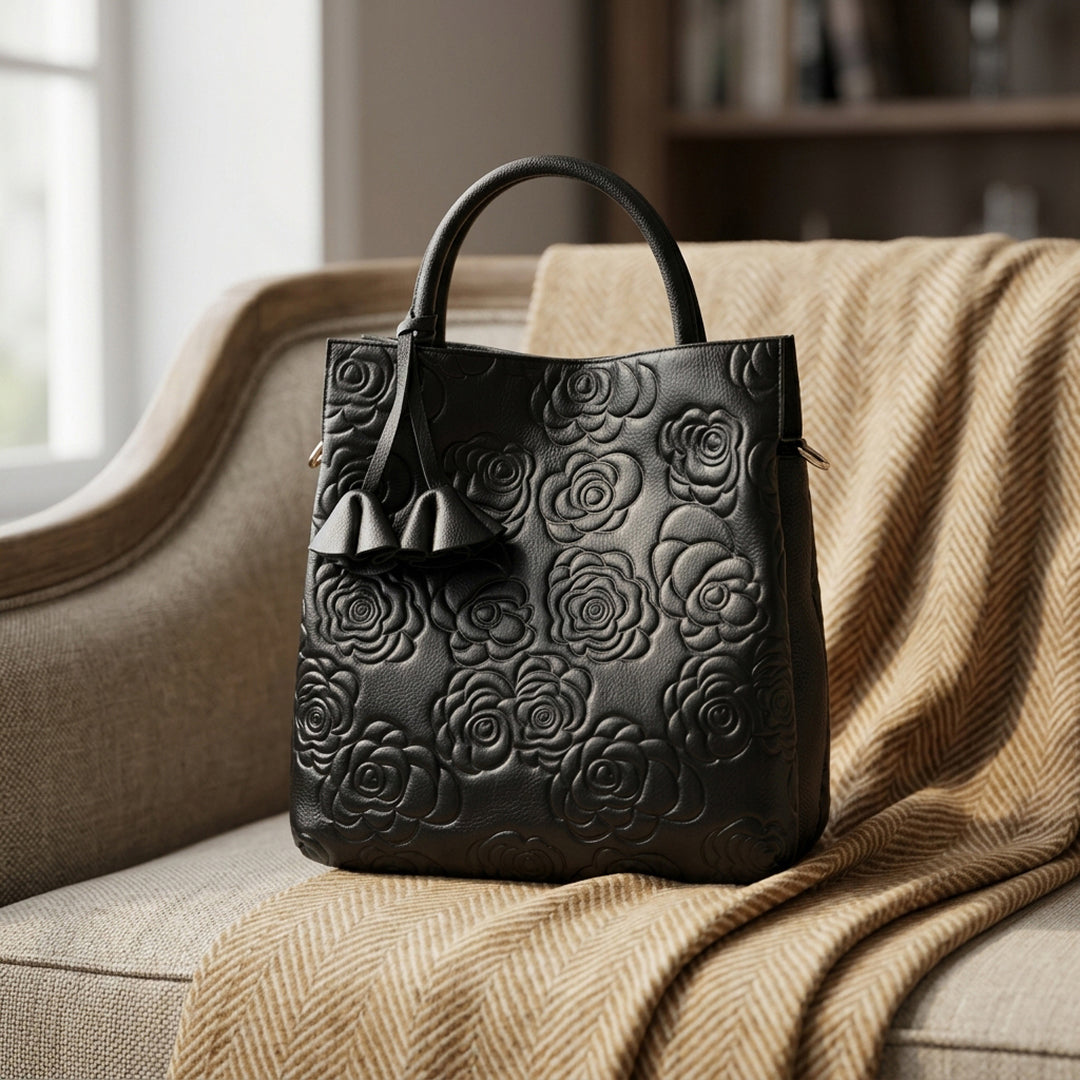 Camelia Embossed Tote Bag