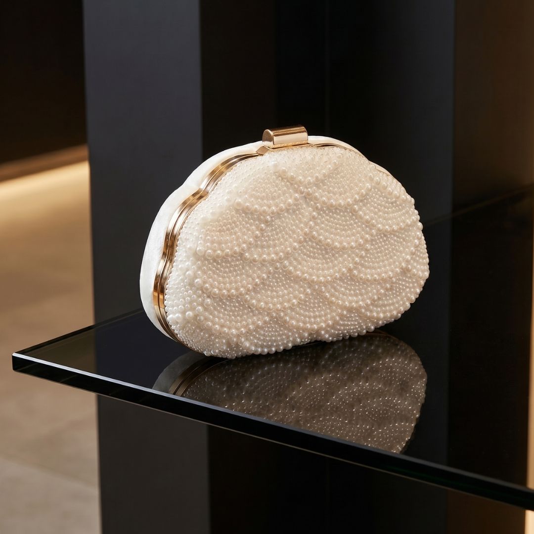 Celestine Pearl Clutch