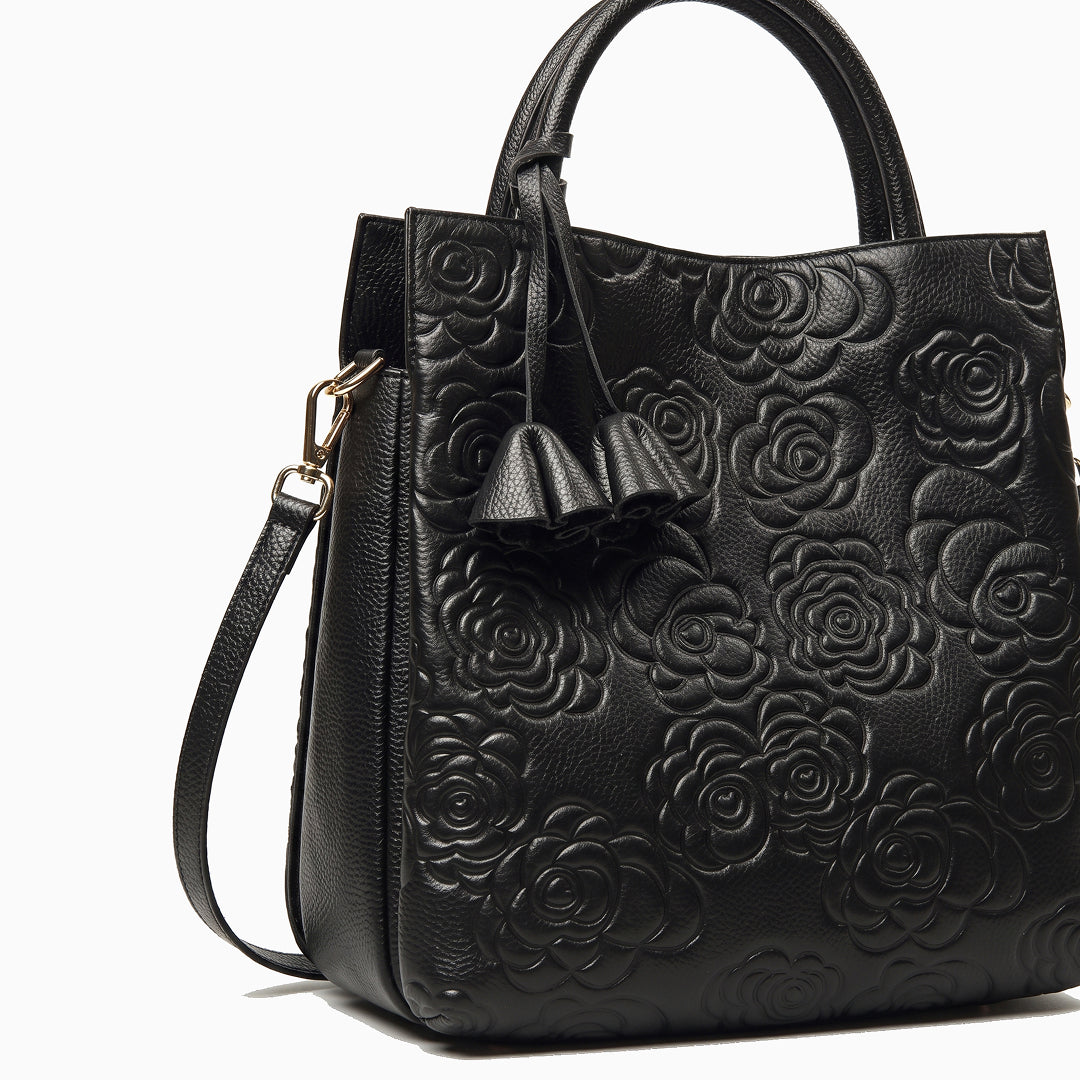 Camelia Embossed Tote Bag