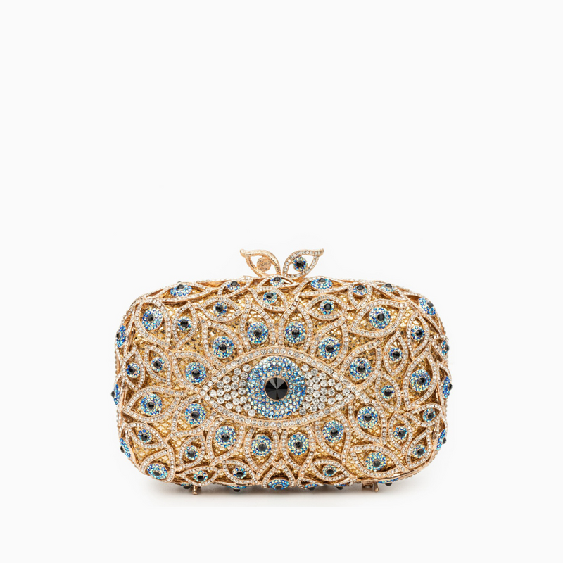 Crystal Evil Eye Clutch Tasche - Gold